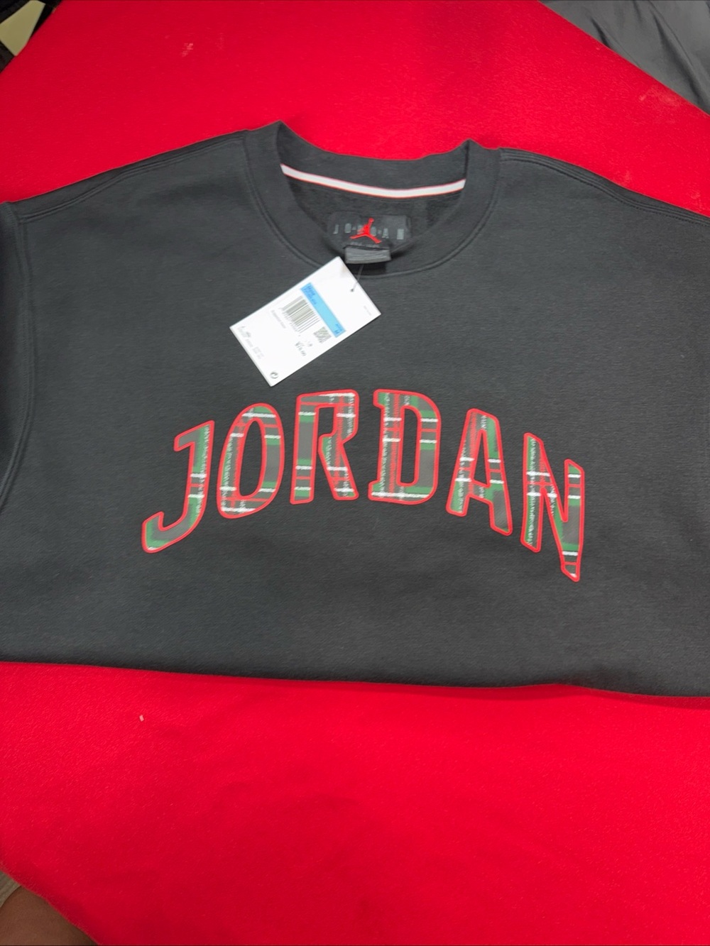 Jordan Black Crewneck Sweatshirt with Red Trim Logo
